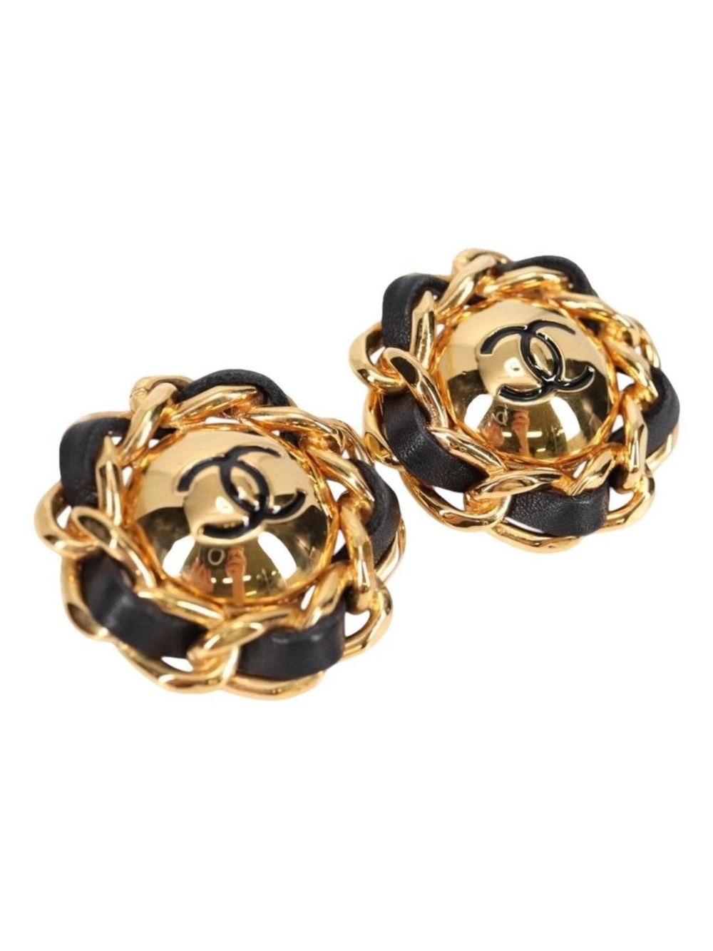 CHANEL VINTAGE 93P LARGE GIANT WOVEN STUD EARRINGS